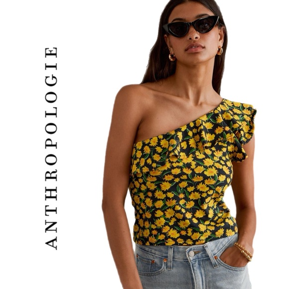 Anthropologie Maeve One-Shoulder Ruffled Top - Picture 2 of 16